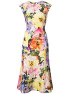Monique Lhuillier Floral Print Dress - Multicolour
