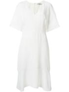 Etro Flared V-neck Dress, Women's, Size: 48, White, Spandex/elastane/cupro/viscose