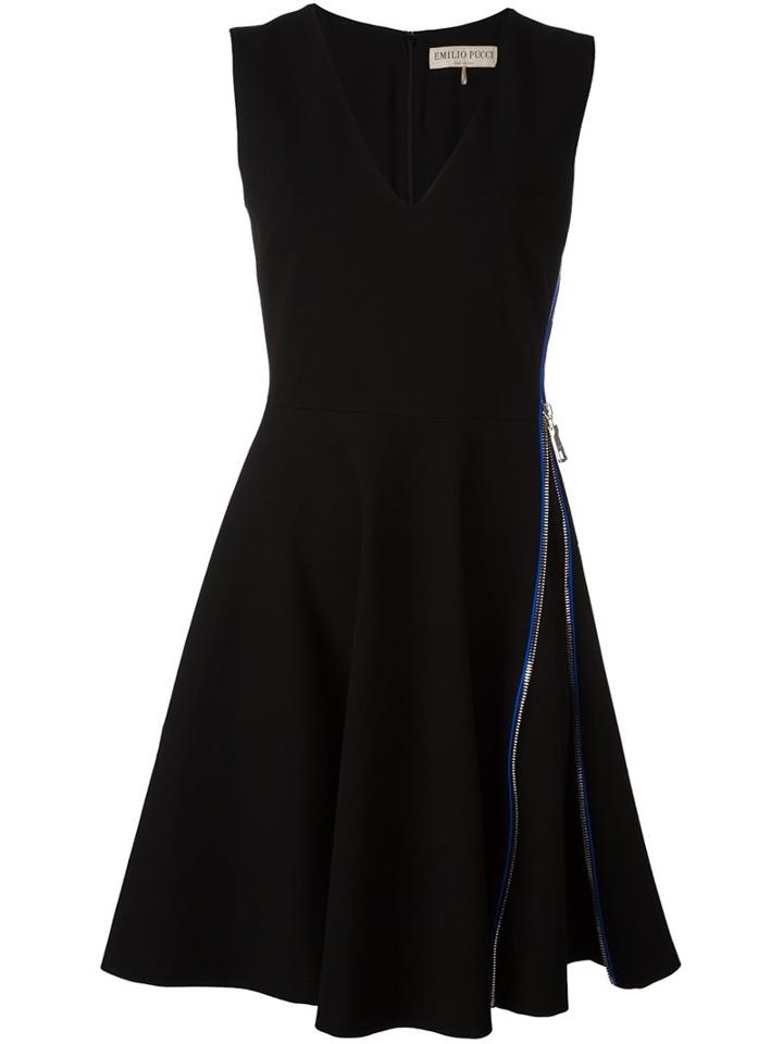 Emilio Pucci Zip Detail Dress, Women's, Size: 44, Black, Viscose/polyamide/spandex/elastane/silk