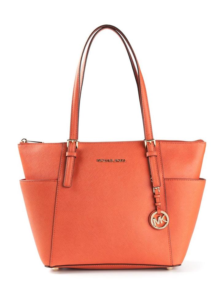 Michael Michael Kors Medium 'jet Set' Tote, Women's, Yellow/orange, Leather