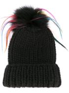 Eugenia Kim Faux Fur Pom Pom Knitted Hat - Black
