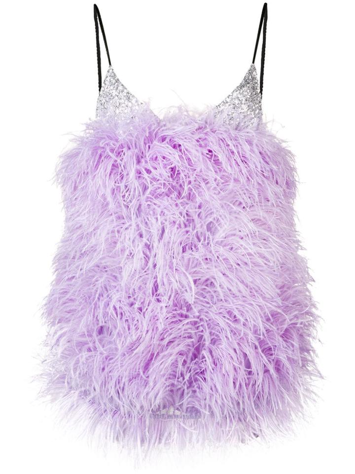 Attico Feathers Mini Dress - Purple