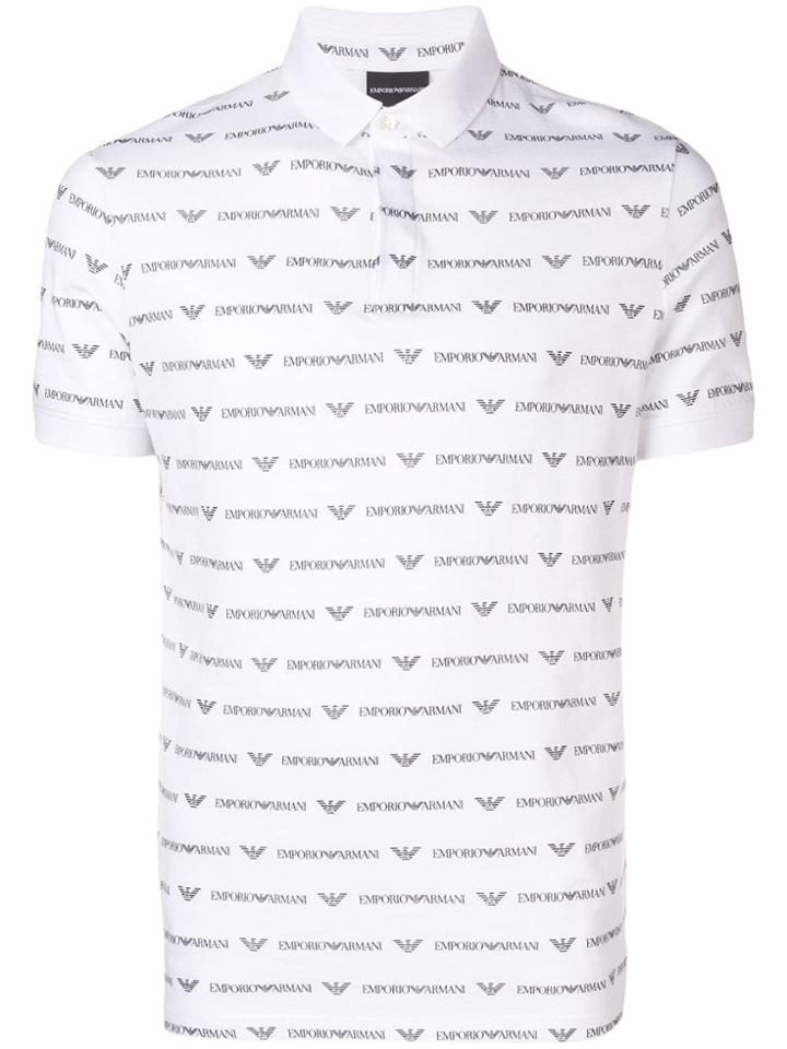 Emporio Armani Logo Pattern Polo Shirt - White