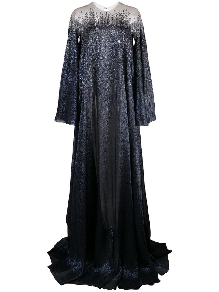Oscar De La Renta Kaftan Gown With Beading - Blue