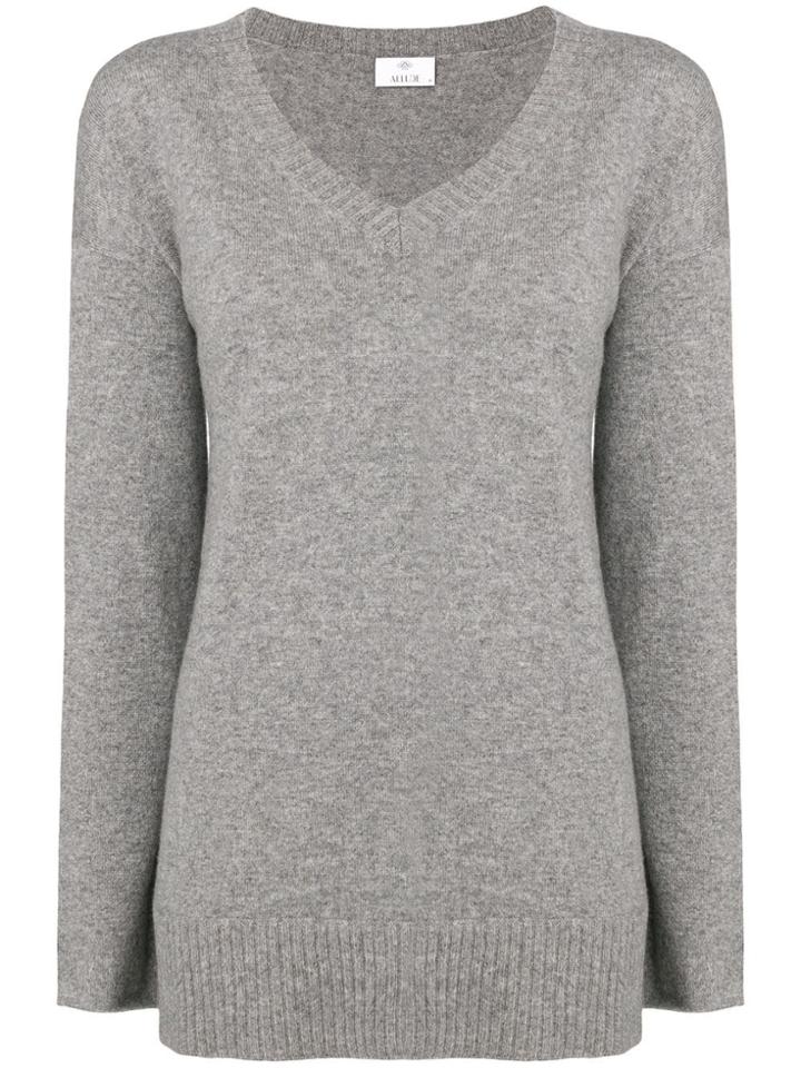 Allude Knit V-neck Jumper - Grey
