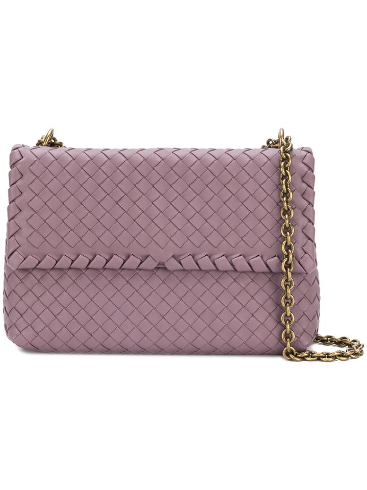 Bottega Veneta Small Olympia Intrecciato Crossbody Bag - Pink & Purple