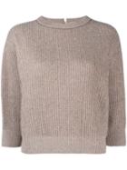 Brunello Cucinelli Knitted Cropped Sweatshirt - Brown