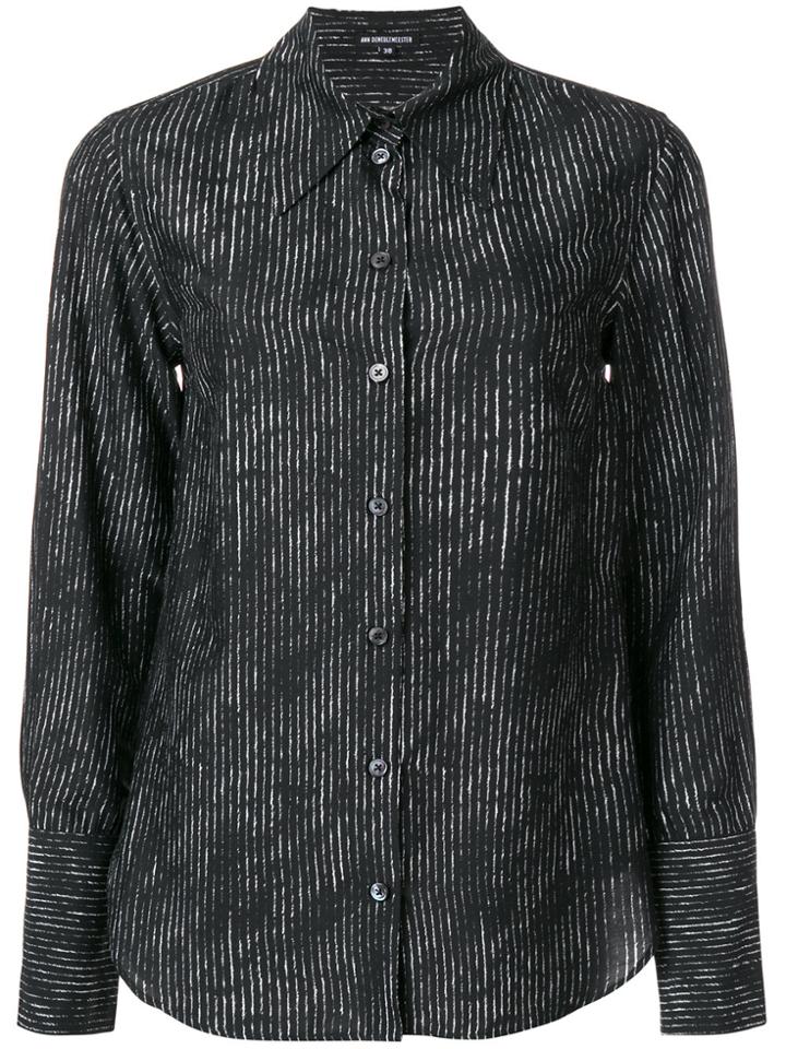Ann Demeulemeester Striped Slim Fit Shirt - Black