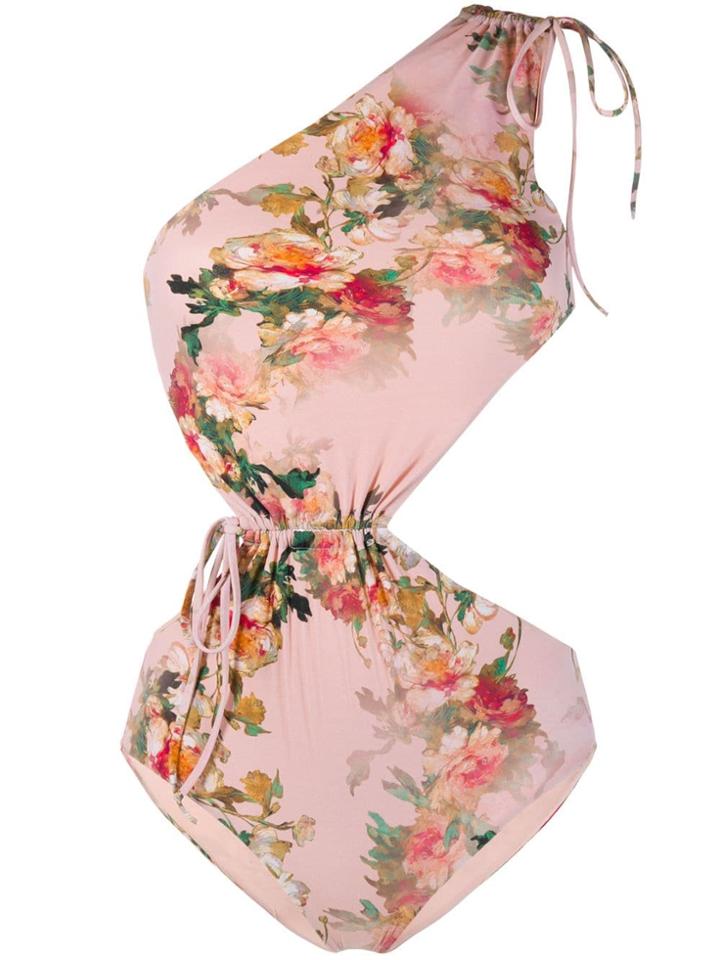 Alberta Ferretti Drawstring Cutout Swimsuit - Multicolour