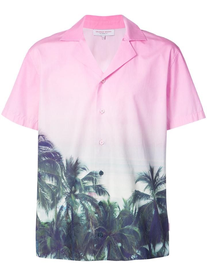 Orlebar Brown Palm Tree Print Shirt - Pink & Purple