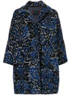 Femme By Michele Rossi Arabesque Jacquard Coat - Blue