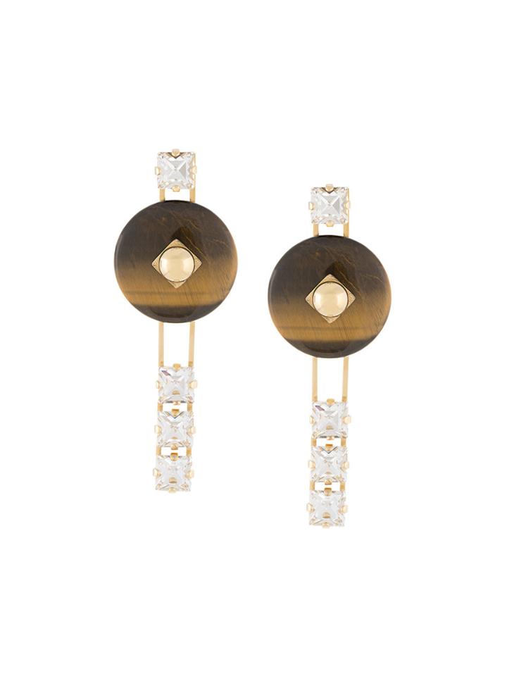 Crystalline Tiger Eye Earrings - Metallic