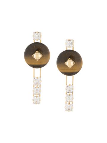 Crystalline Tiger Eye Earrings - Metallic