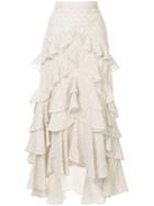 Acler Wickham Frill Asymmetric Skirt - White