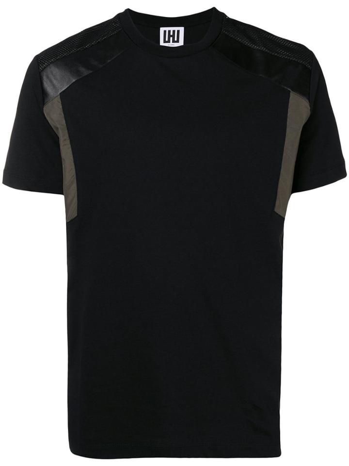 Les Hommes Urban Patchwork Panel T-shirt - Black