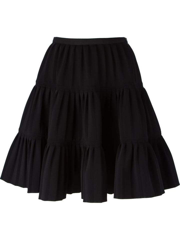 Givenchy Tiered A-line Skirt, Women's, Size: 38, Black, Polyamide/spandex/elastane/cotton/acetate
