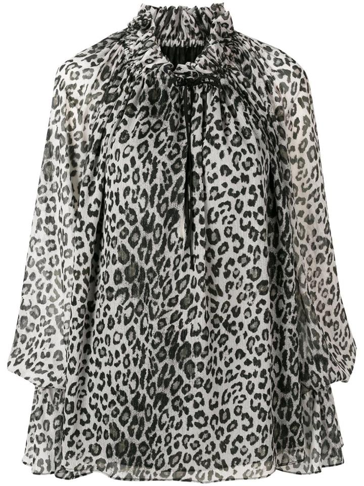 Redemption Bell Sleeve Leopard Blouse - Grey