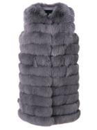 Liska Fur Gilet Coat - Grey