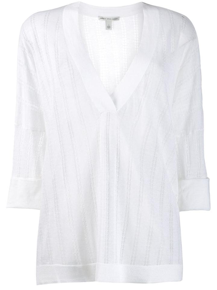 Autumn Cashmere Striped Knitted Top - White