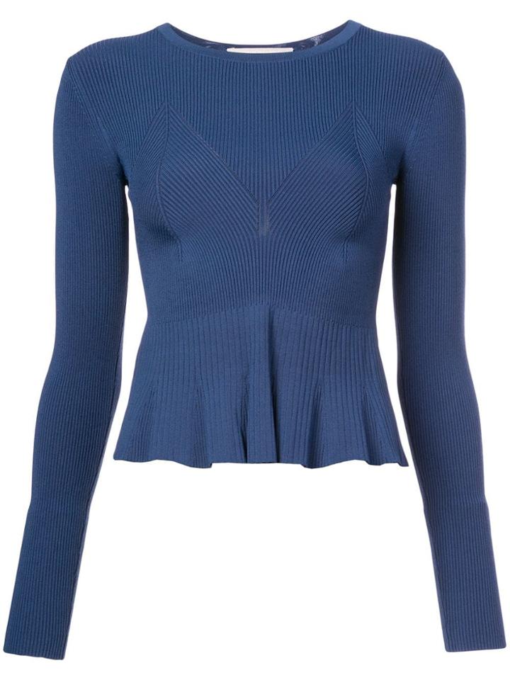 Jason Wu Collection Ribbed Knitted Blouse - Blue