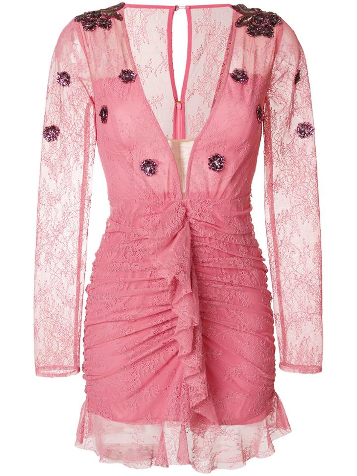 For Love And Lemons Lace Mini Dress - Pink & Purple