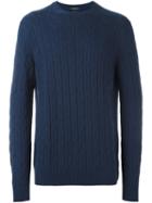 Ermenegildo Zegna Crew Neck Jumper, Men's, Size: 56, Blue, Cashmere