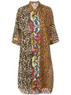 Pierre-louis Mascia Animal Patchwork Shirt Dress - Neutrals