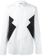 Neil Barrett Panelled Colour Block Shirt, Men's, Size: 41, White, Cotton