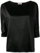 Blanca Half-sleeve Silk Top - Black