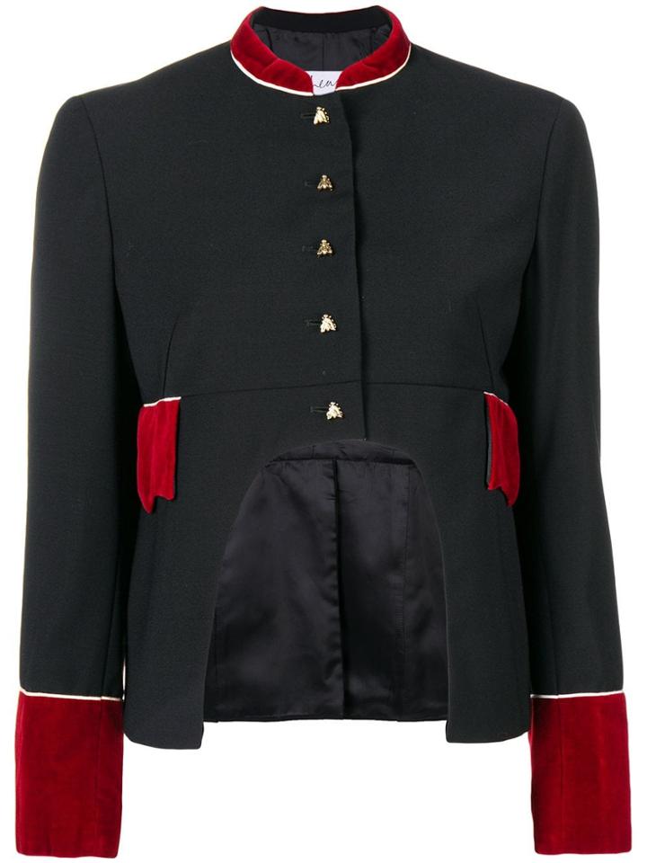 Moschino Vintage Collarless Military Style Jacket - Black