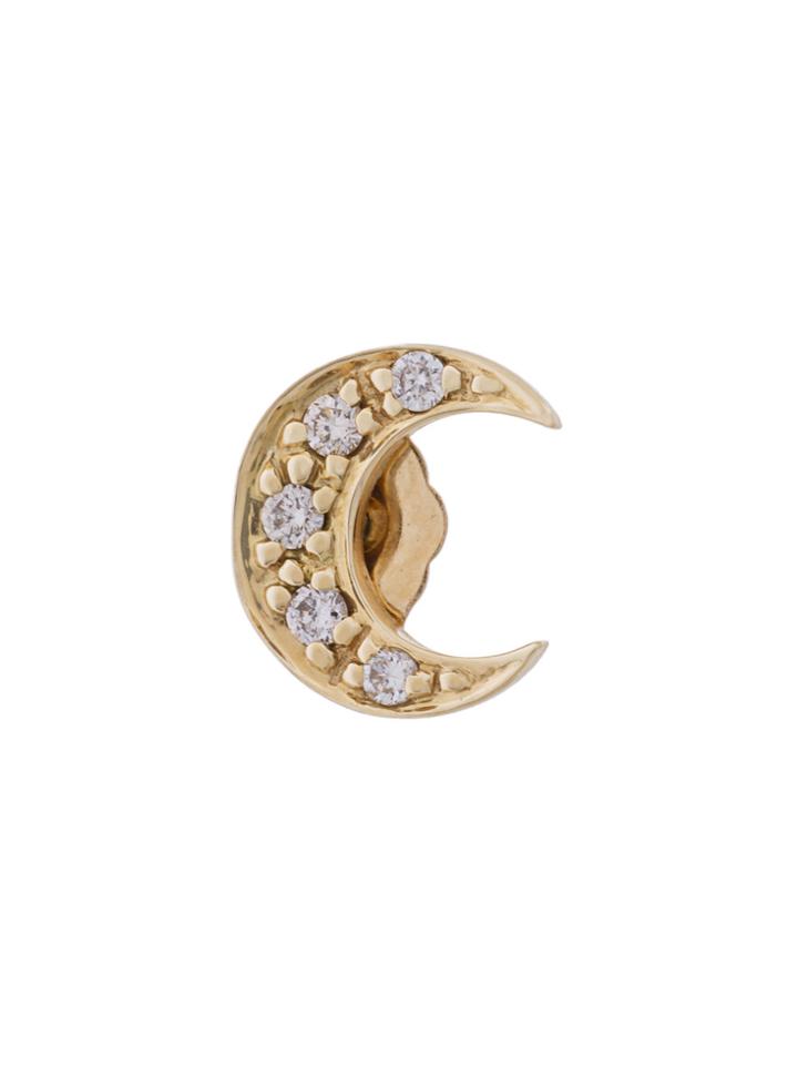 Sydney Evan Diamond Moon Stud Earring - Metallic