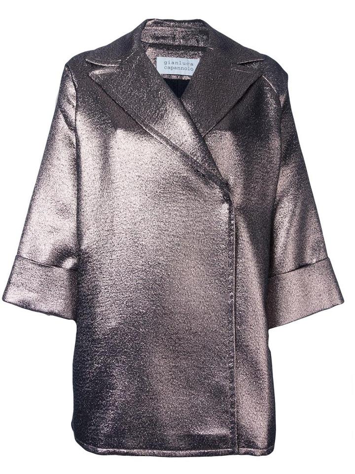 Gianluca Capannolo Metallic (grey) 'emma' Coat, Women's, Size: 40, Cotton/acrylic/polyamide/other Fibers