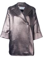 Gianluca Capannolo Metallic (grey) 'emma' Coat, Women's, Size: 40, Cotton/acrylic/polyamide/other Fibers