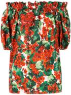 Dolce & Gabbana Portofino Print Bell Sleeve Blouse - Red