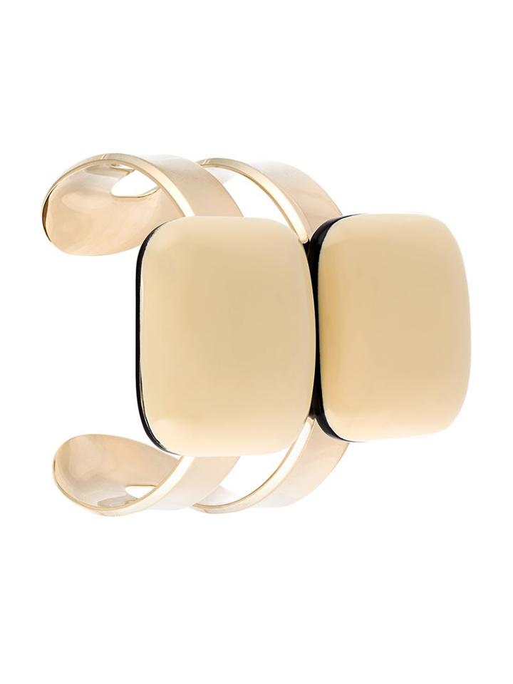Marni Double Stone Cuff, Women's, Size: L, Nude/neutrals, Resin/cattle Horn/metal Other