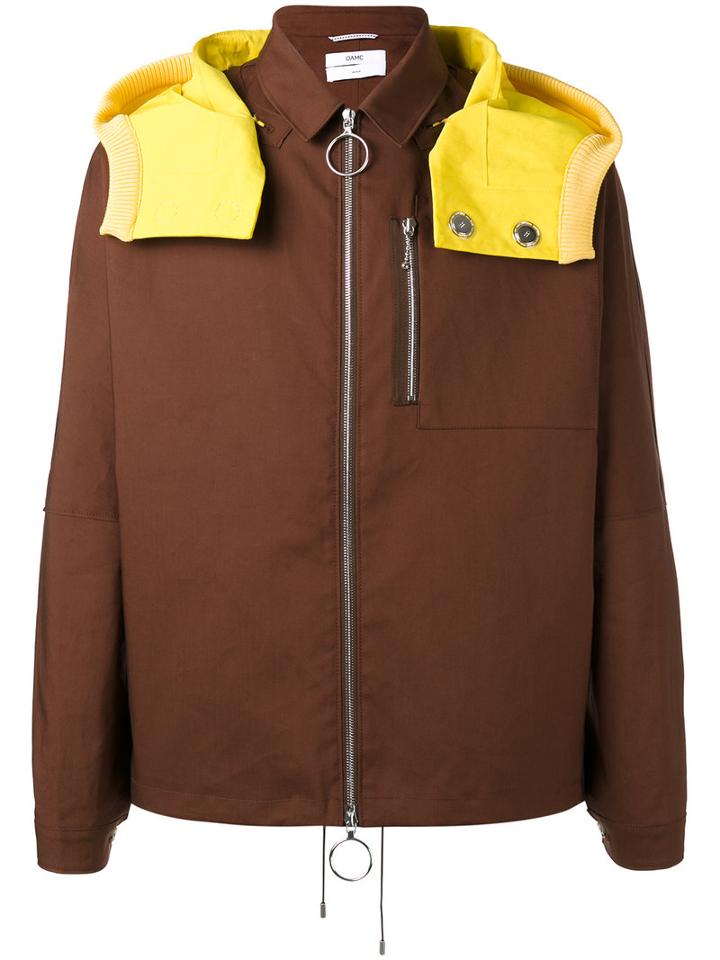 Oamc Detachable Hood Jacket, Men's, Size: Small, Brown, Cotton/polyester/nylon/viscose