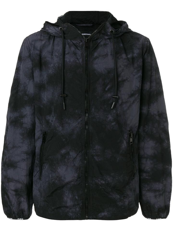 Diesel Tie Dye Zipped Hoodie - Black