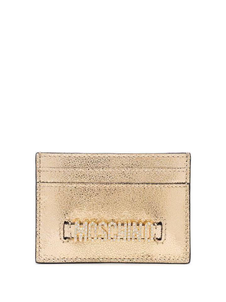 Moschino Embellished Logo Plaque Card Holder - Gold