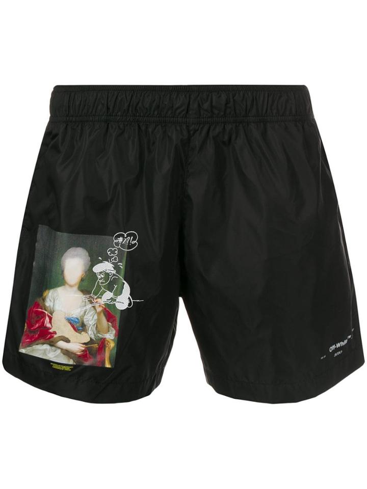 Off-white Graphic Print Swim Shorts - Black