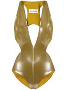 Alexandre Vauthier Deep V-neck Bodysuit - Gold