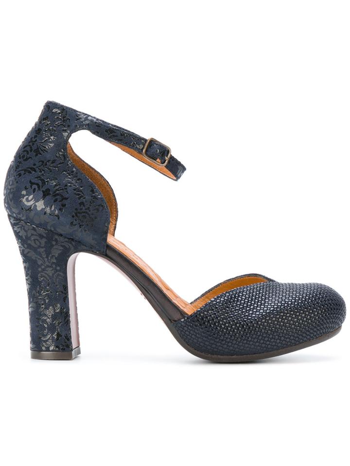 Chie Mihara Embroidered Platform Pumps - Blue