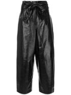 Valentino - Belted Bow Trousers - Women - Lamb Skin/spandex/elastane/cupro - 44, Black, Lamb Skin/spandex/elastane/cupro