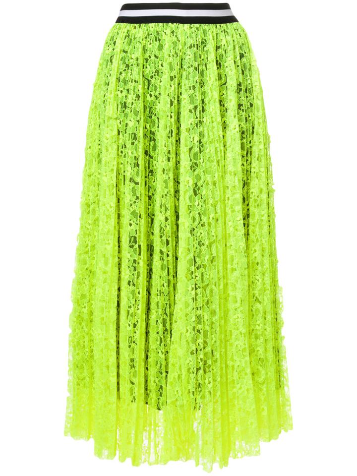 Msgm Pleated Lace Skirt - Green