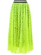 Msgm Pleated Lace Skirt - Green