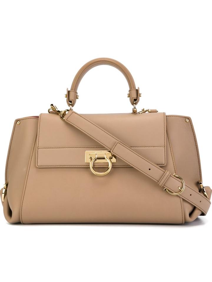 Salvatore Ferragamo Sofia Tote, Women's, Nude/neutrals, Calf Leather