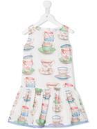 Monnalisa Tea Cup Print Dress, Girl's, Size: 11 Yrs, White