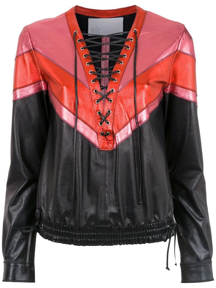 Nk Leather Panelled Top - Black