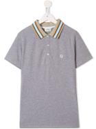 Fendi Kids Teen Contrast Collar Polo Shirt - Grey