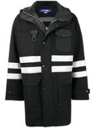 Junya Watanabe Man Reflective Stripe Hooded Jacket - Black