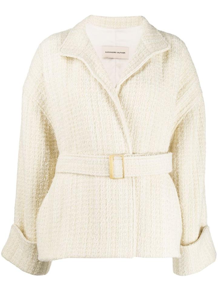 Alexandre Vauthier Belted Bouclé Jacket - Neutrals